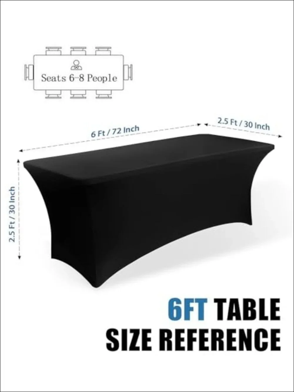 6 Pack Fitted Stretch Tablecloth for 6FT Rectangular Tables, Polyester Spandex